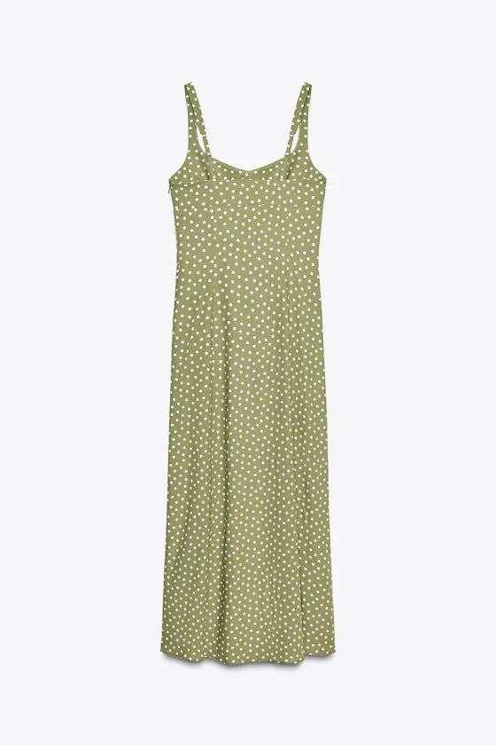 POLKA DOT LINEN MIDI DRESS