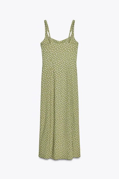 POLKA DOT LINEN MIDI DRESS