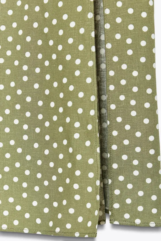 POLKA DOT LINEN MIDI DRESS