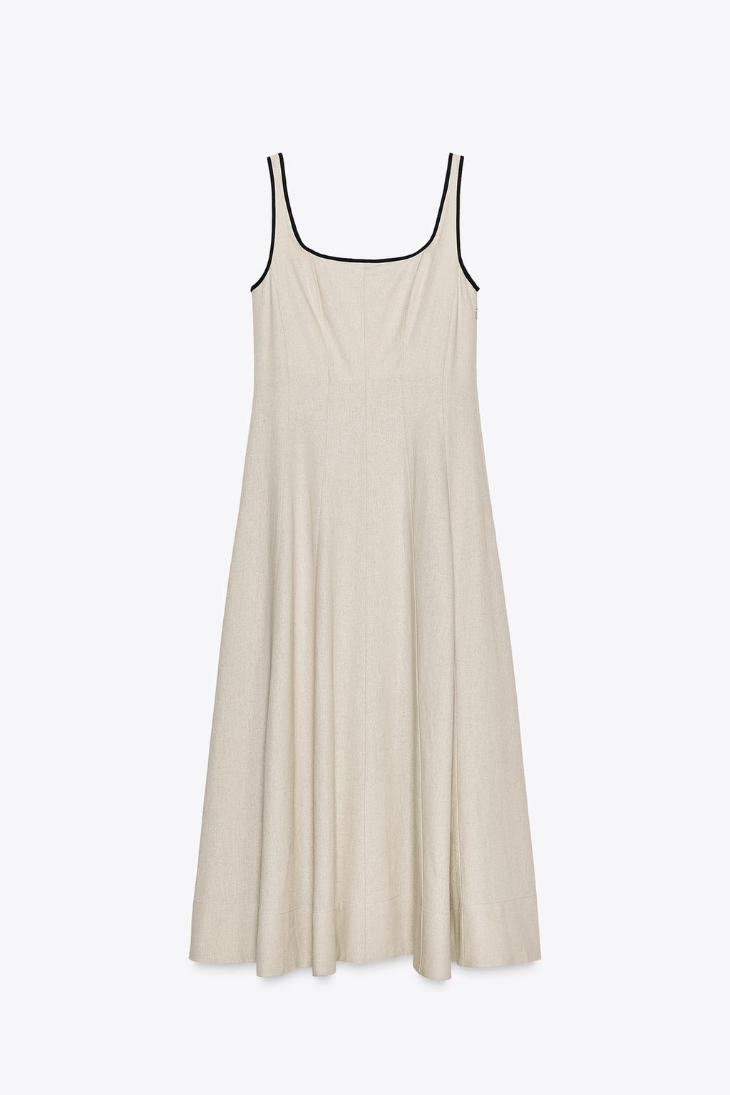 MIDI DRESS WITH CONTRAST PIPING
