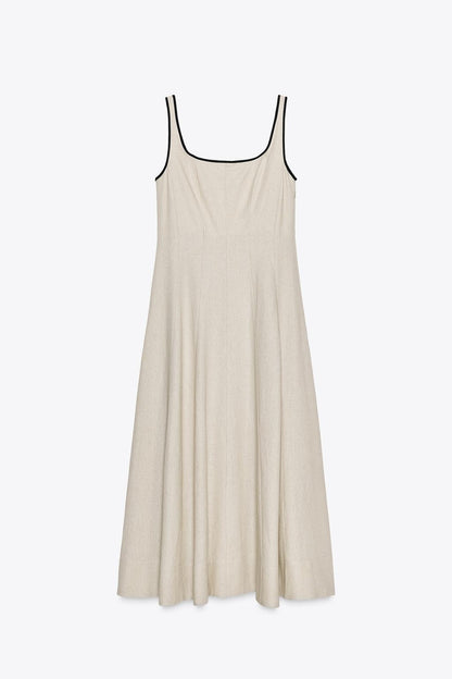 MIDI DRESS WITH CONTRAST PIPING