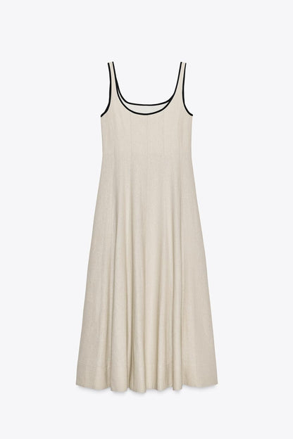 MIDI DRESS WITH CONTRAST PIPING