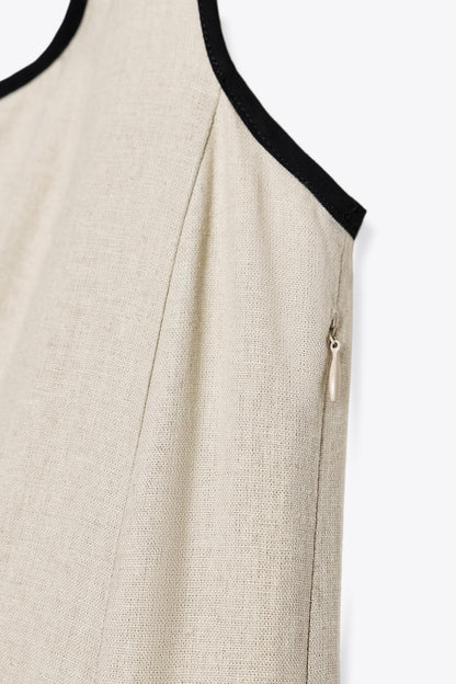 MIDI DRESS WITH CONTRAST PIPING