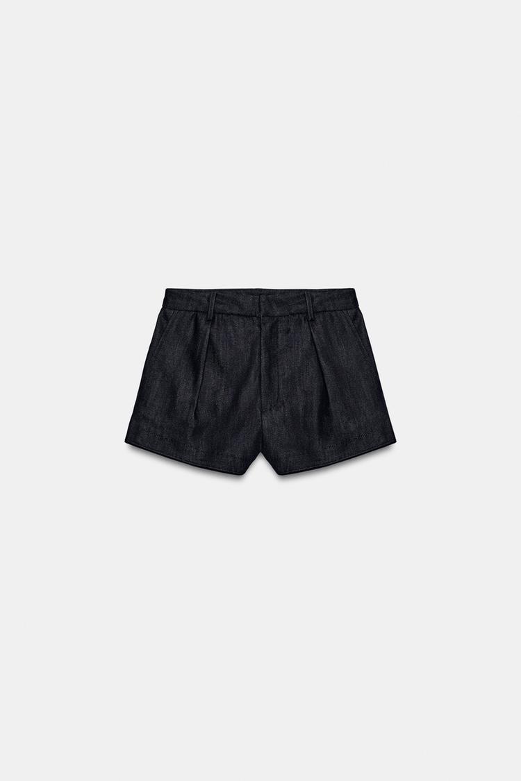 DARTED DENIM SHORTS