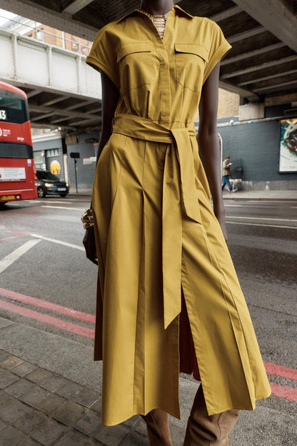 POPLIN MIDI DRESS
