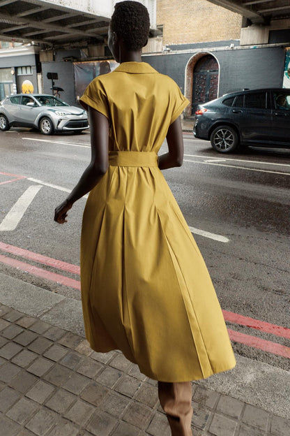 POPLIN MIDI DRESS