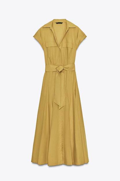 POPLIN MIDI DRESS
