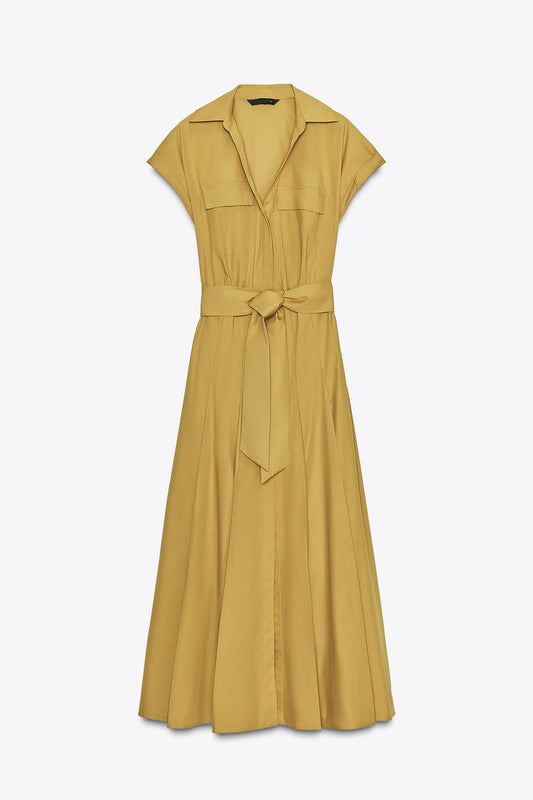 POPLIN MIDI DRESS
