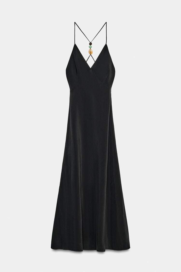 STRAPPY MIDI DRESS WITH BEADS