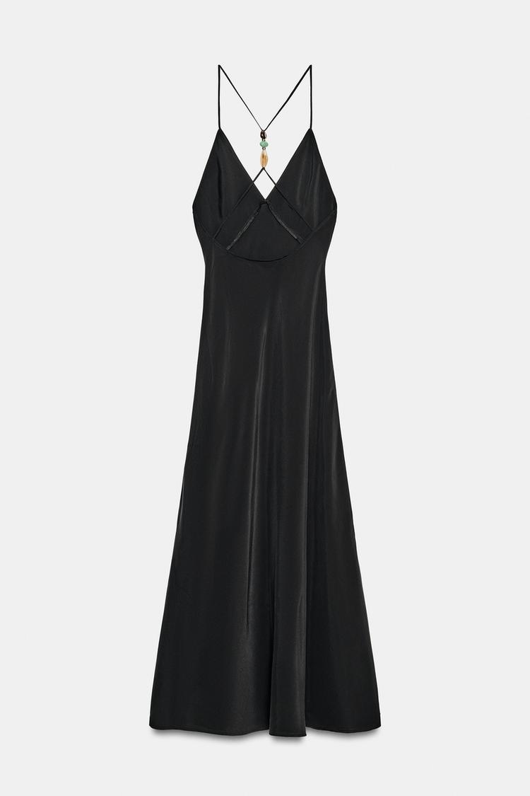 STRAPPY MIDI DRESS WITH BEADS