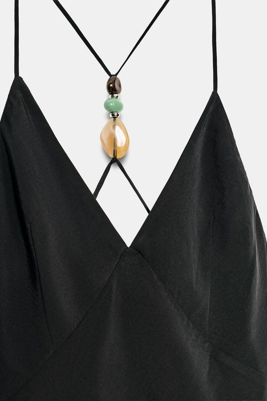 STRAPPY MIDI DRESS WITH BEADS