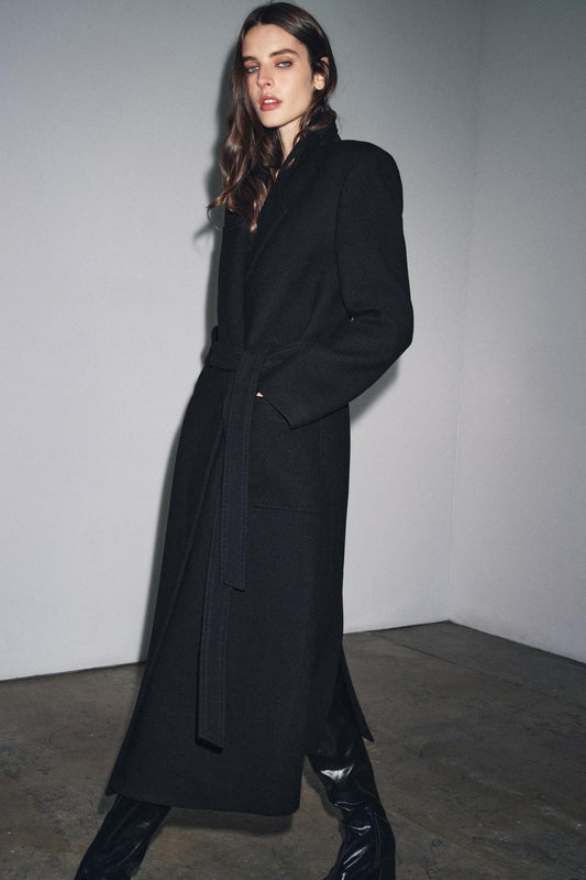 WOOL BLEND BELTED COAT ZW COLLECTION