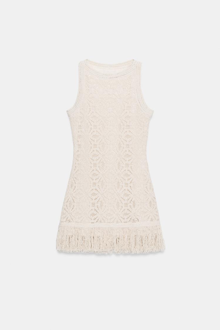 SHORT CROCHET DRESS WITH FRINGING