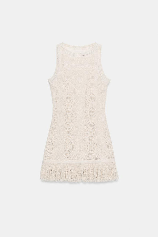 SHORT CROCHET DRESS WITH FRINGING
