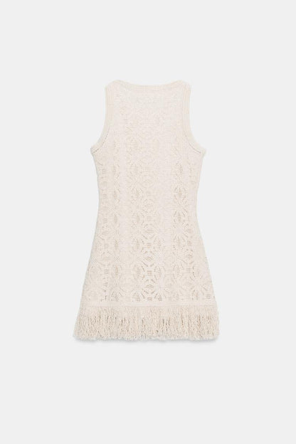 SHORT CROCHET DRESS WITH FRINGING