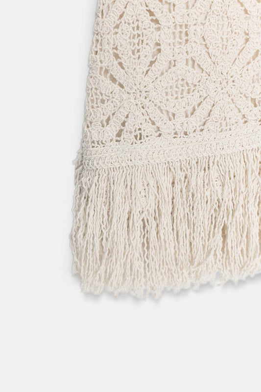 SHORT CROCHET DRESS WITH FRINGING