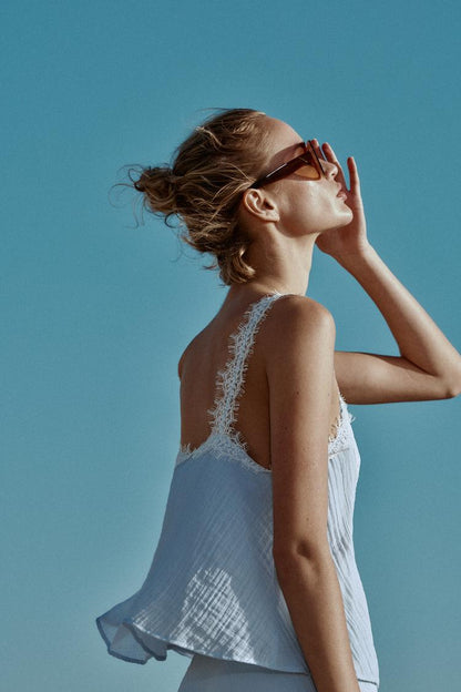 LACE-TRIMMED CAMISOLE TOP