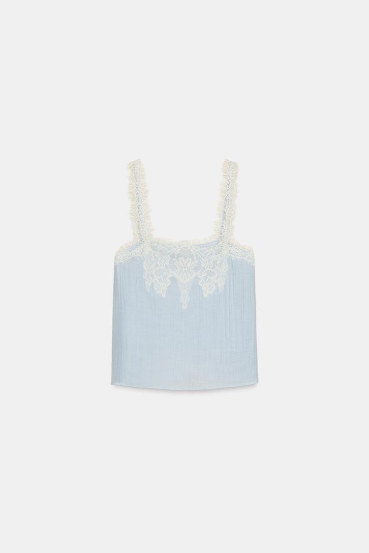 LACE-TRIMMED CAMISOLE TOP
