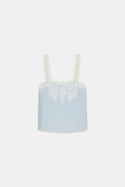 LACE-TRIMMED CAMISOLE TOP