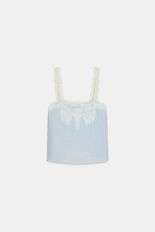 LACE-TRIMMED CAMISOLE TOP