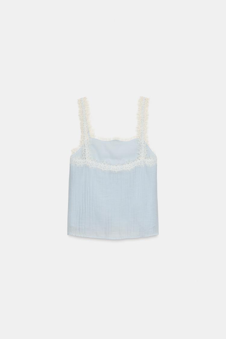 LACE-TRIMMED CAMISOLE TOP
