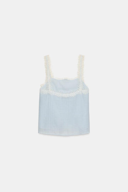 LACE-TRIMMED CAMISOLE TOP