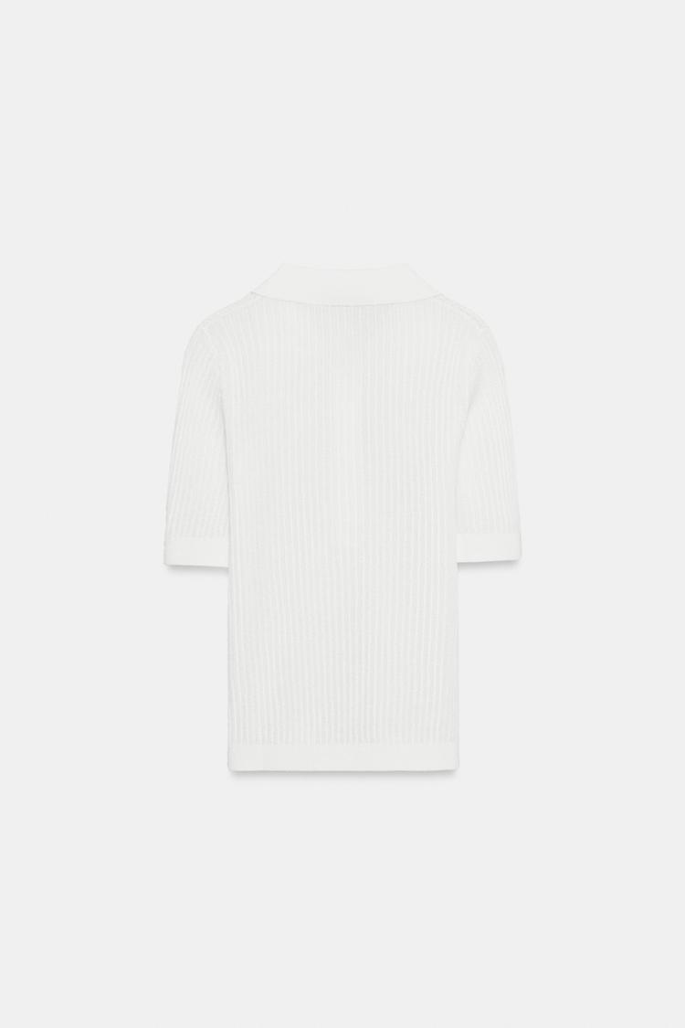 SEMI-SHEER KNIT POLO SHIRT