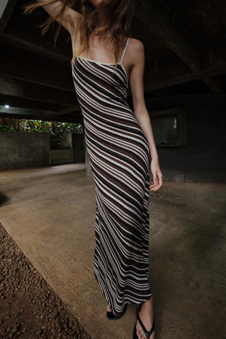 STRIPED RUSTIC MIDI DRESS
