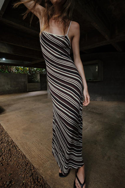 STRIPED RUSTIC MIDI DRESS