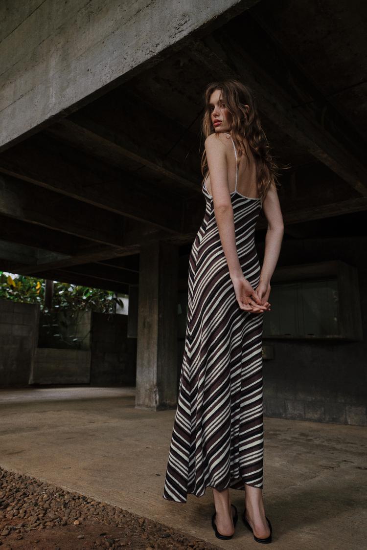 STRIPED RUSTIC MIDI DRESS