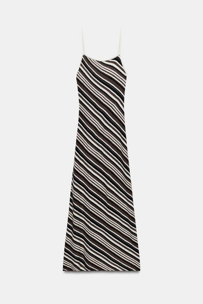 STRIPED RUSTIC MIDI DRESS