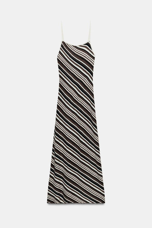 STRIPED RUSTIC MIDI DRESS
