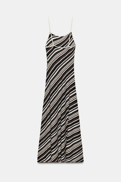STRIPED RUSTIC MIDI DRESS
