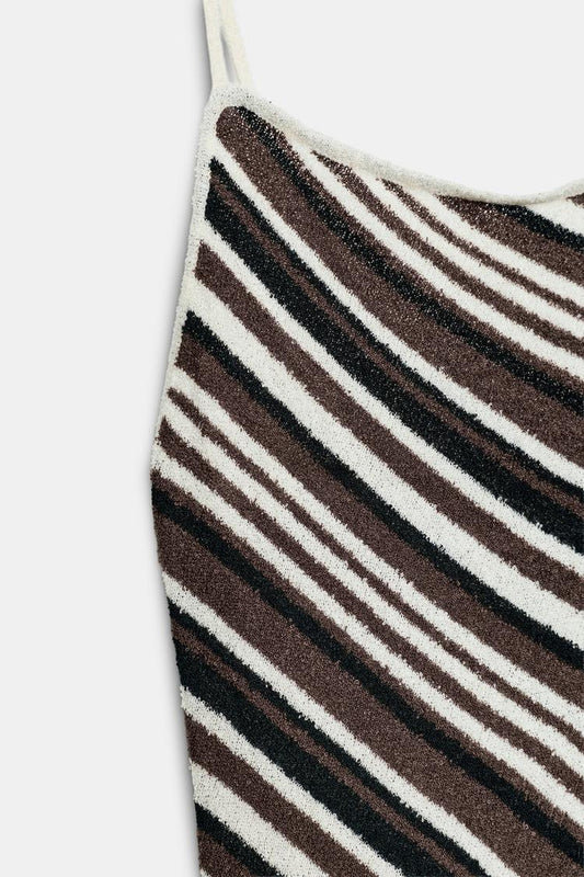 STRIPED RUSTIC MIDI DRESS