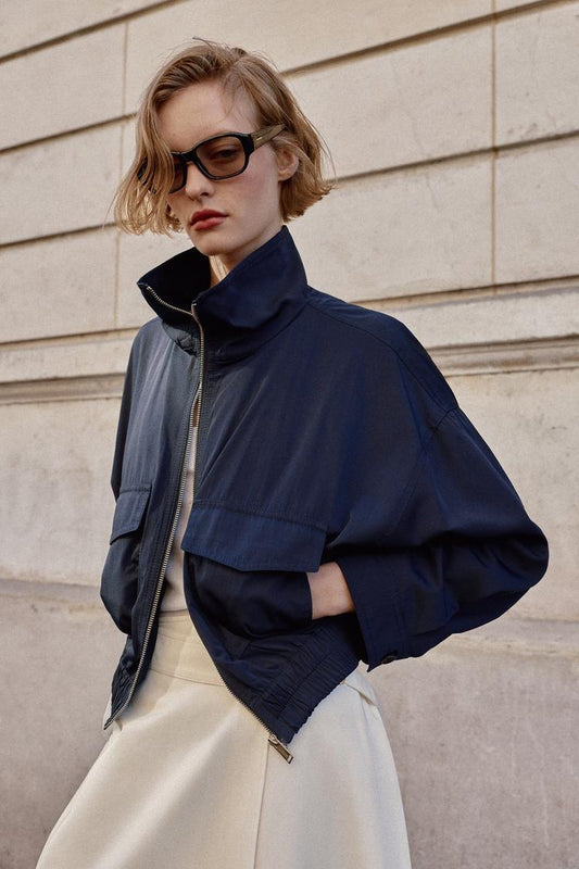 HIGH COLLAR JACKET WITH FLAP POCKETS