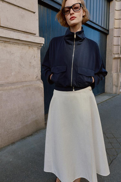 HIGH COLLAR JACKET WITH FLAP POCKETS