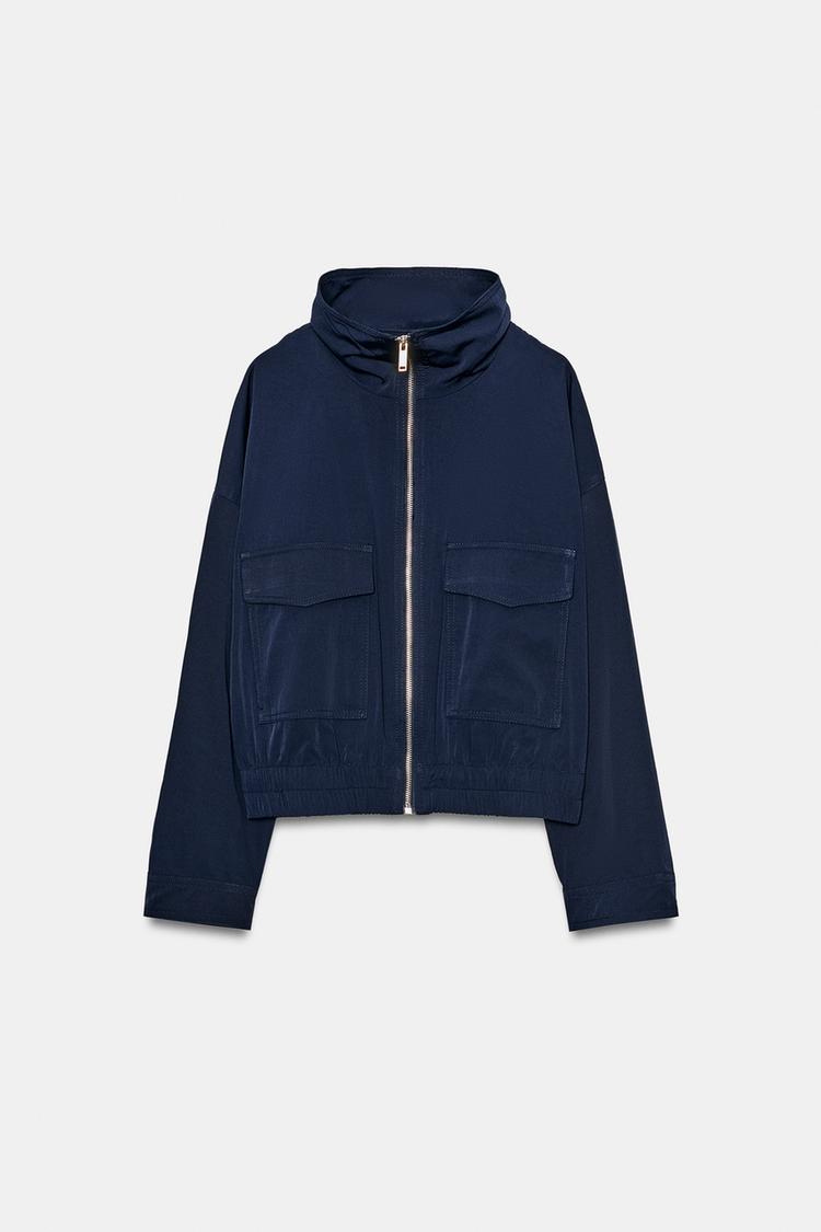 HIGH COLLAR JACKET WITH FLAP POCKETS