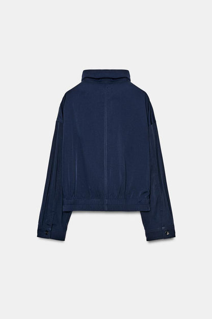 HIGH COLLAR JACKET WITH FLAP POCKETS