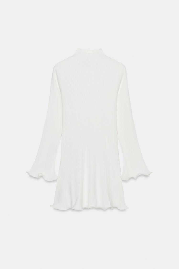 RIBBED KNIT DRESS WITH WAVY HEM