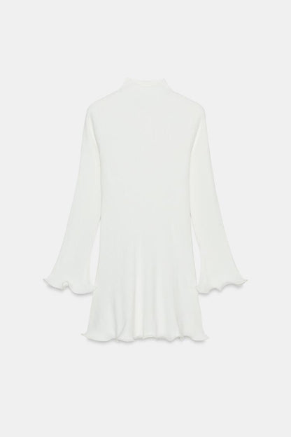 RIBBED KNIT DRESS WITH WAVY HEM