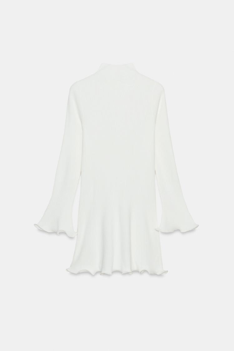 RIBBED KNIT DRESS WITH WAVY HEM