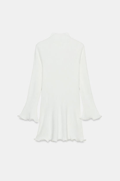 RIBBED KNIT DRESS WITH WAVY HEM