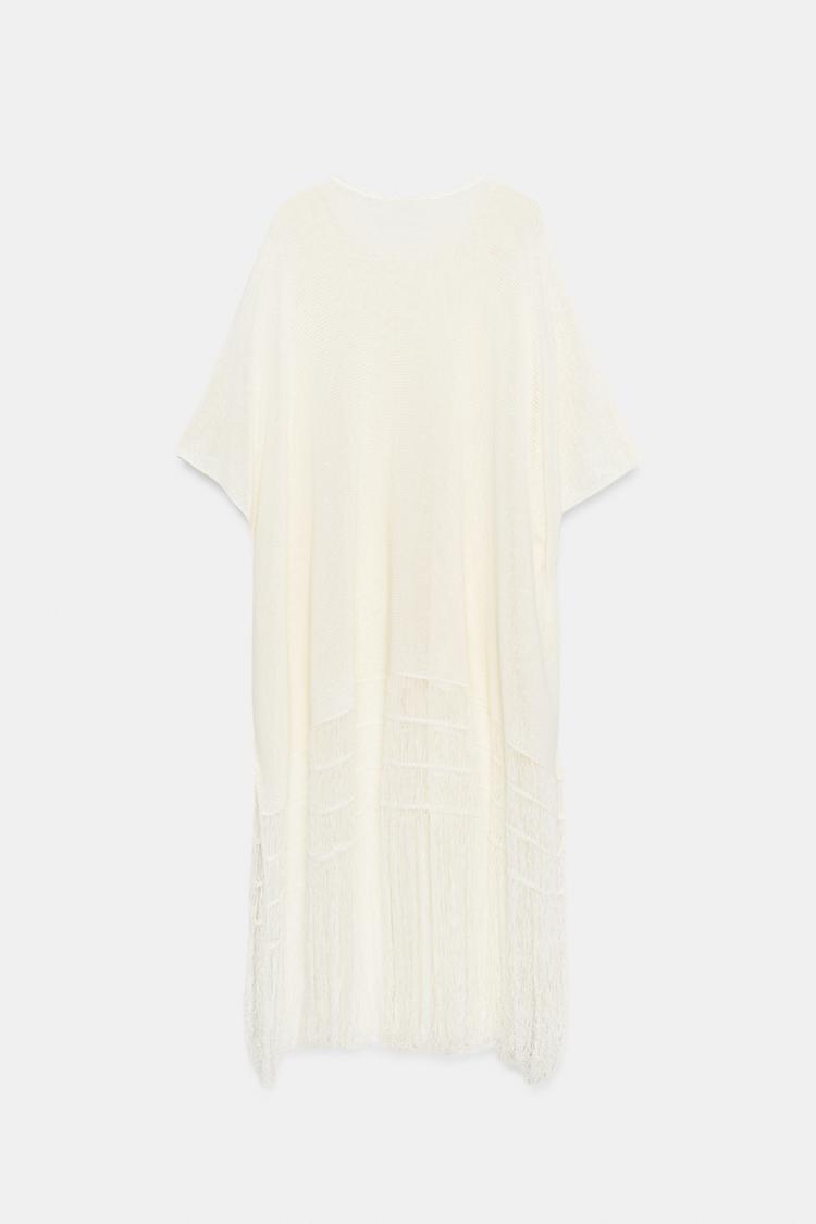 FRINGED KNIT TUNIC COVER-UP
