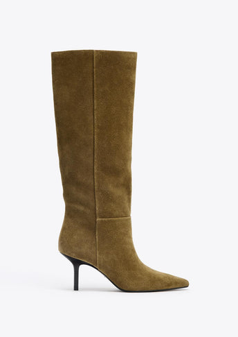 SPLIT SUEDE STILETTO HEEL BOOTS