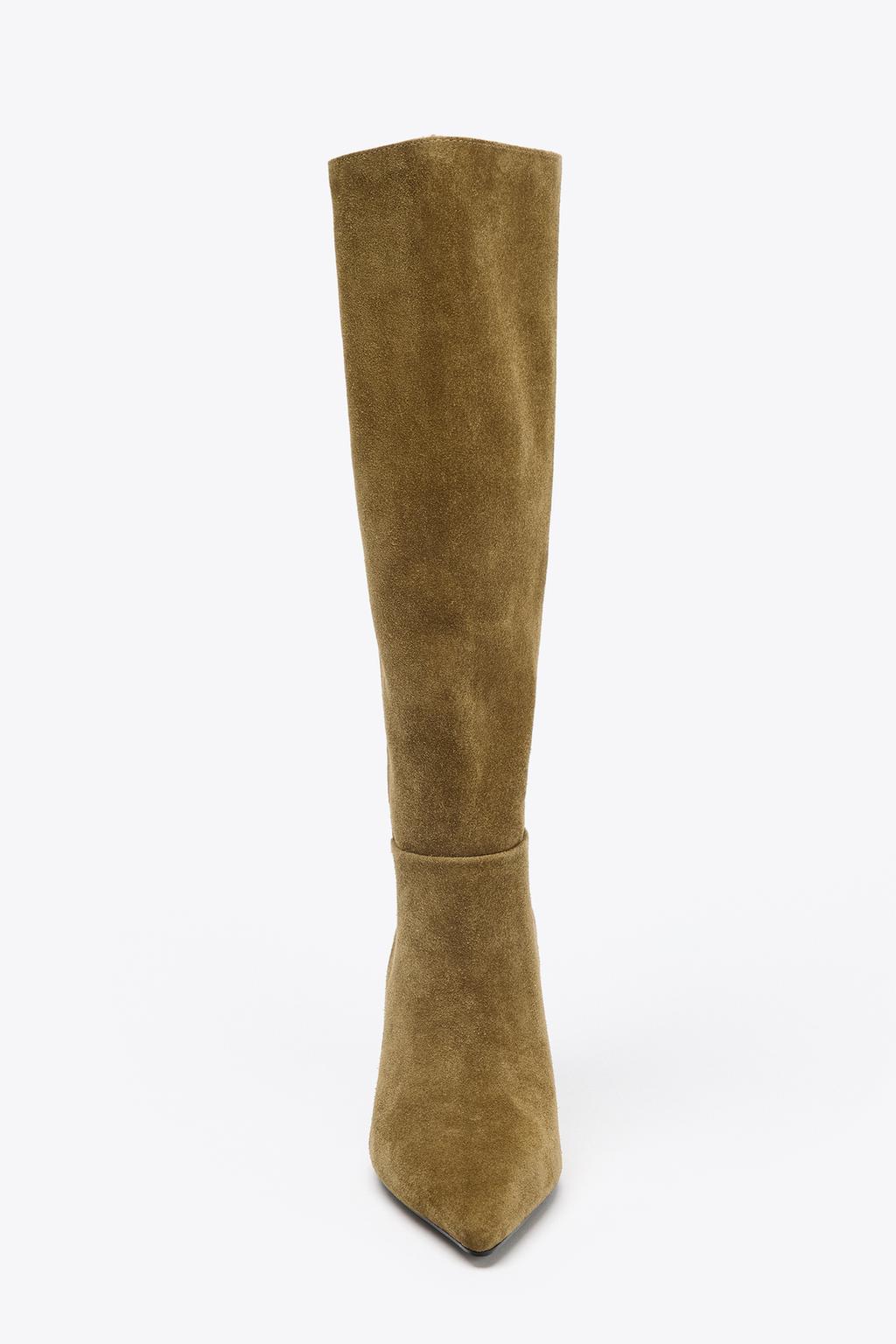 SPLIT SUEDE STILETTO HEEL BOOTS