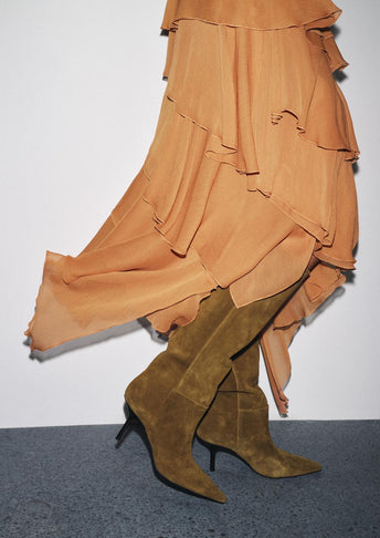 SPLIT SUEDE STILETTO HEEL BOOTS
