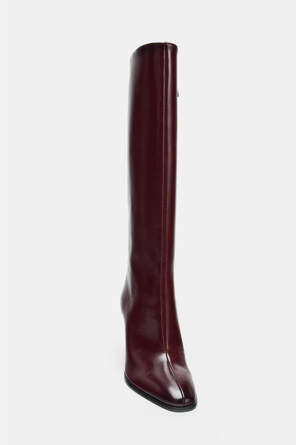 LEATHER BLOCK HEEL BOOTS