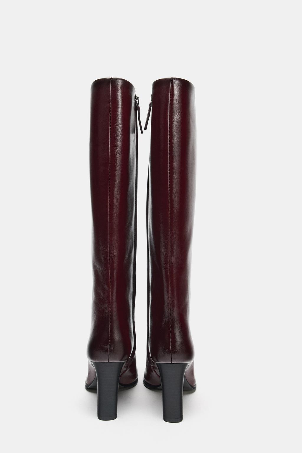 LEATHER BLOCK HEEL BOOTS
