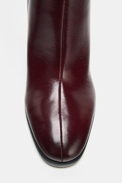 LEATHER BLOCK HEEL BOOTS