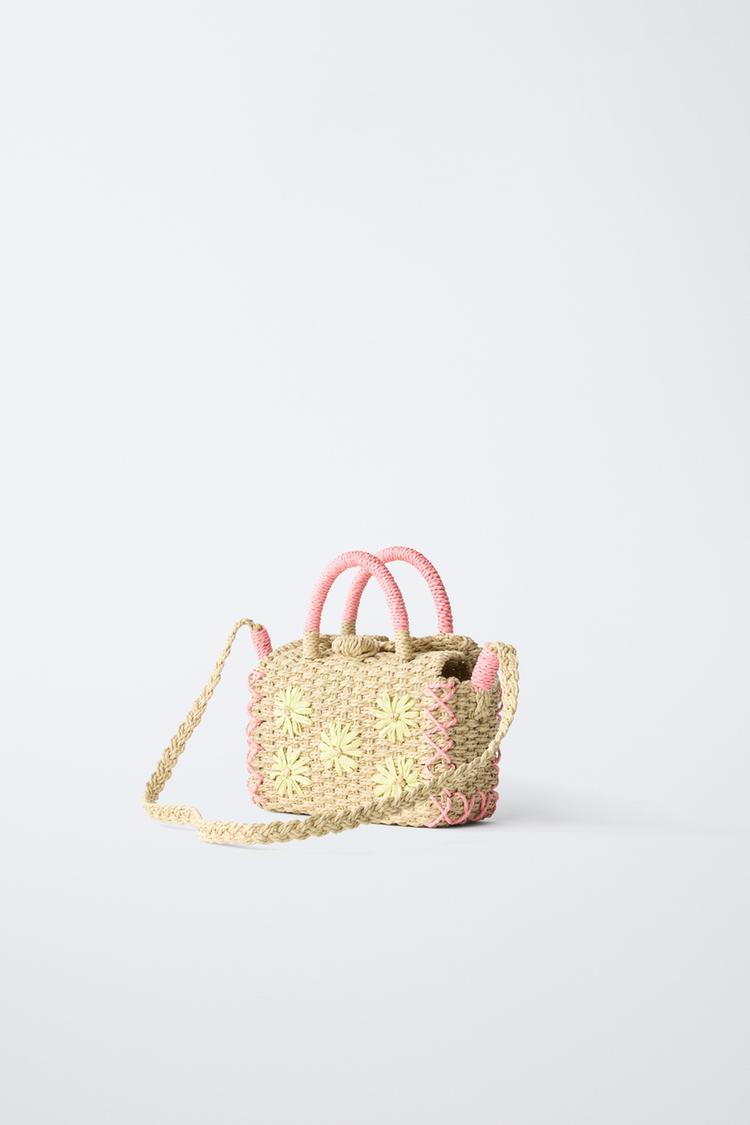 RAFFIA EFFECT FLOWER BAG